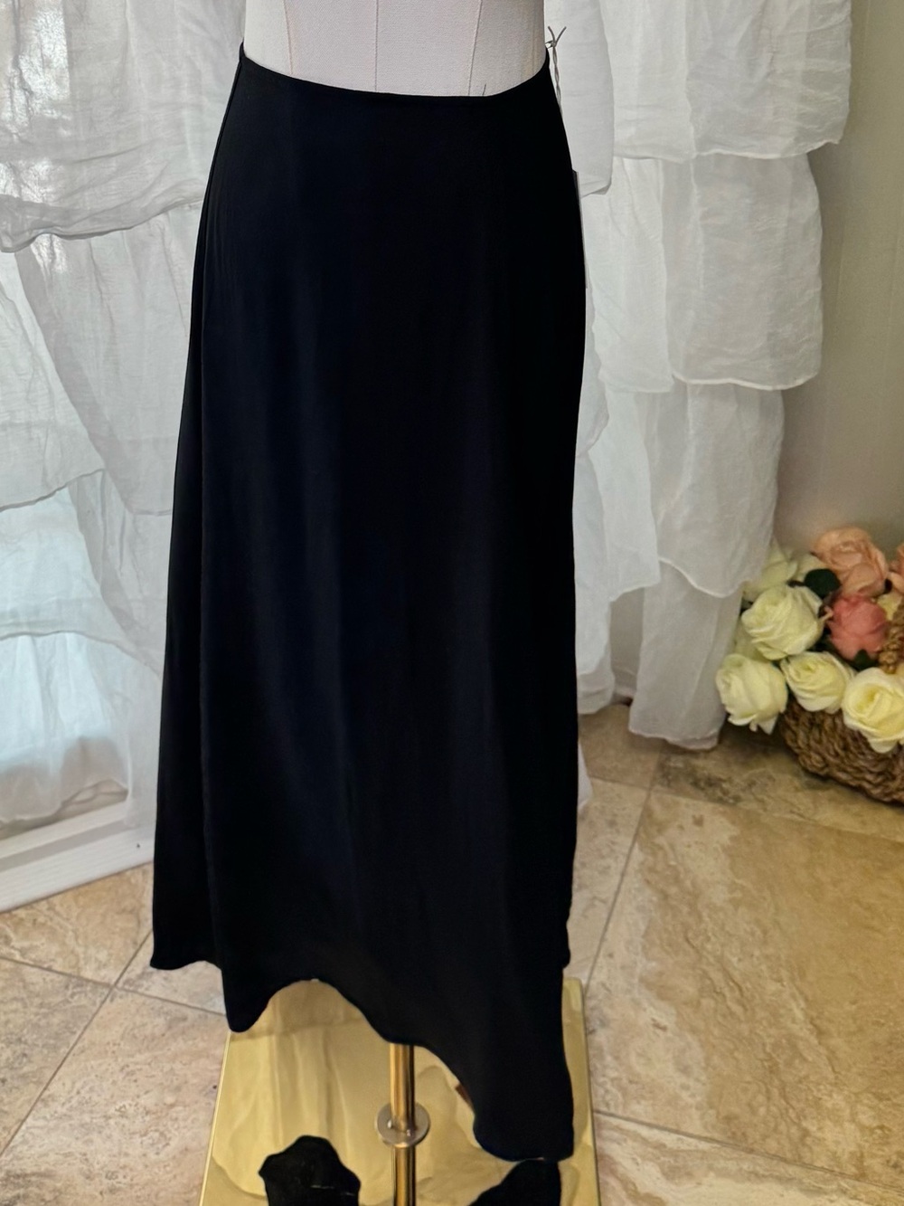 NWT Reformation Black Midi Skirt with High Side Slit - Picture 2 of 10